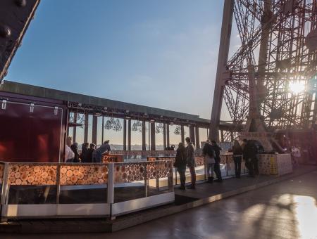 Ice skating on the first floor of the Eiffel Tower